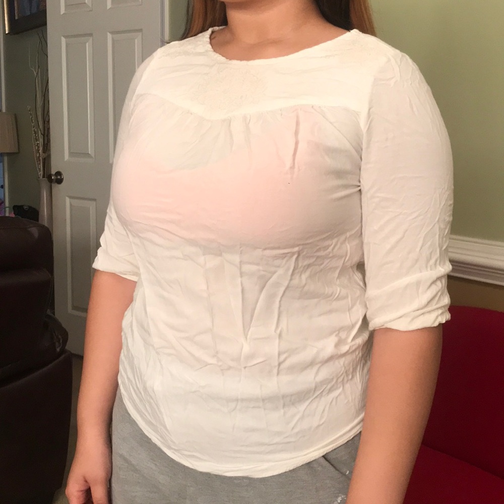 Elbow length white top